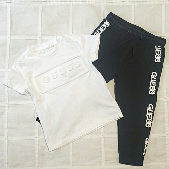 π GUESS - Black Sweatpants & White Tshirt - Size 2T - Picture 1 of 9